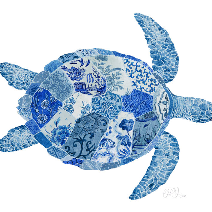 'The Intrepid Explorer' Turtle Fine Art Print by Artist Chris Chun.