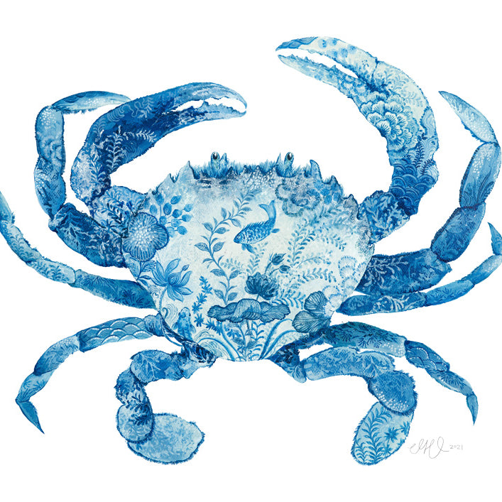 'The Sea Walker' Chinoiserie Crab Fine Art Print by Artist Chris Chun.