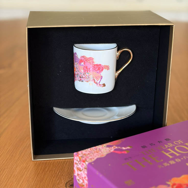 Decorative teacup and saucer set in a gorgeous Gift Box.