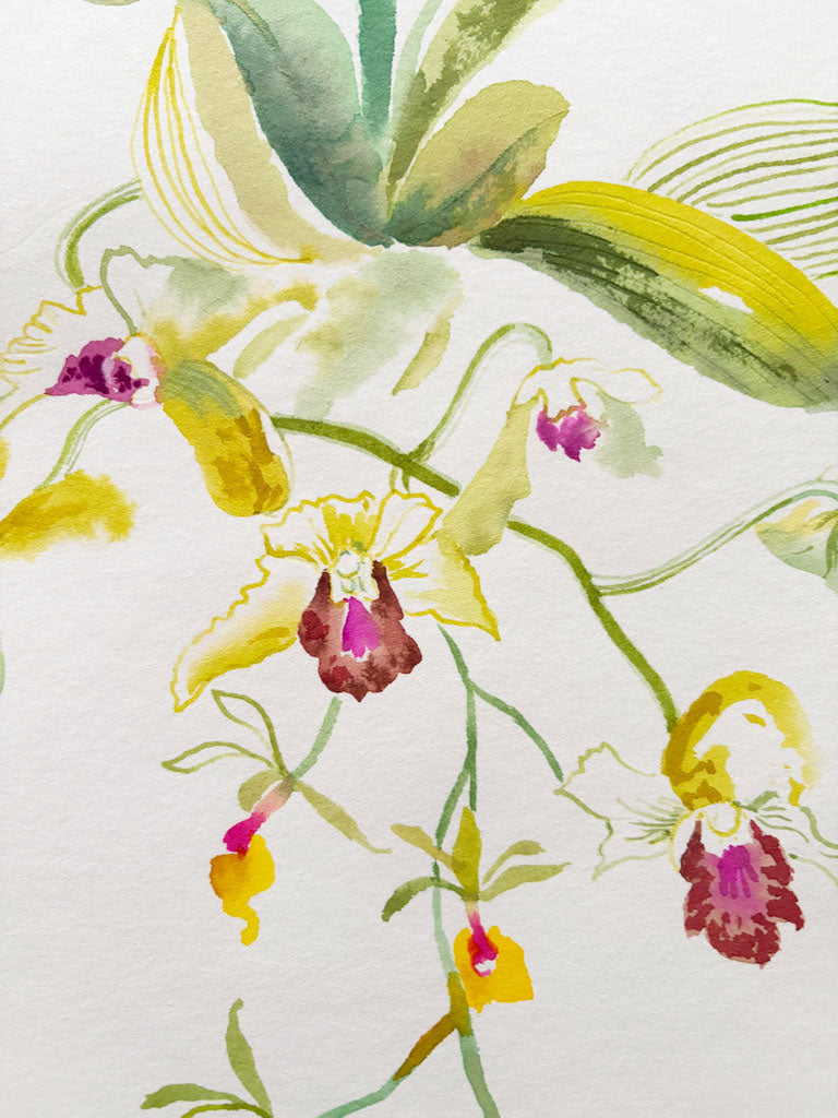 (Detail) Ink Painting of Orchids