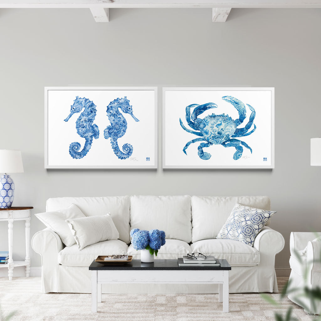 'Into the Blue' Chinoiserie Coastal Fine Art Prints.