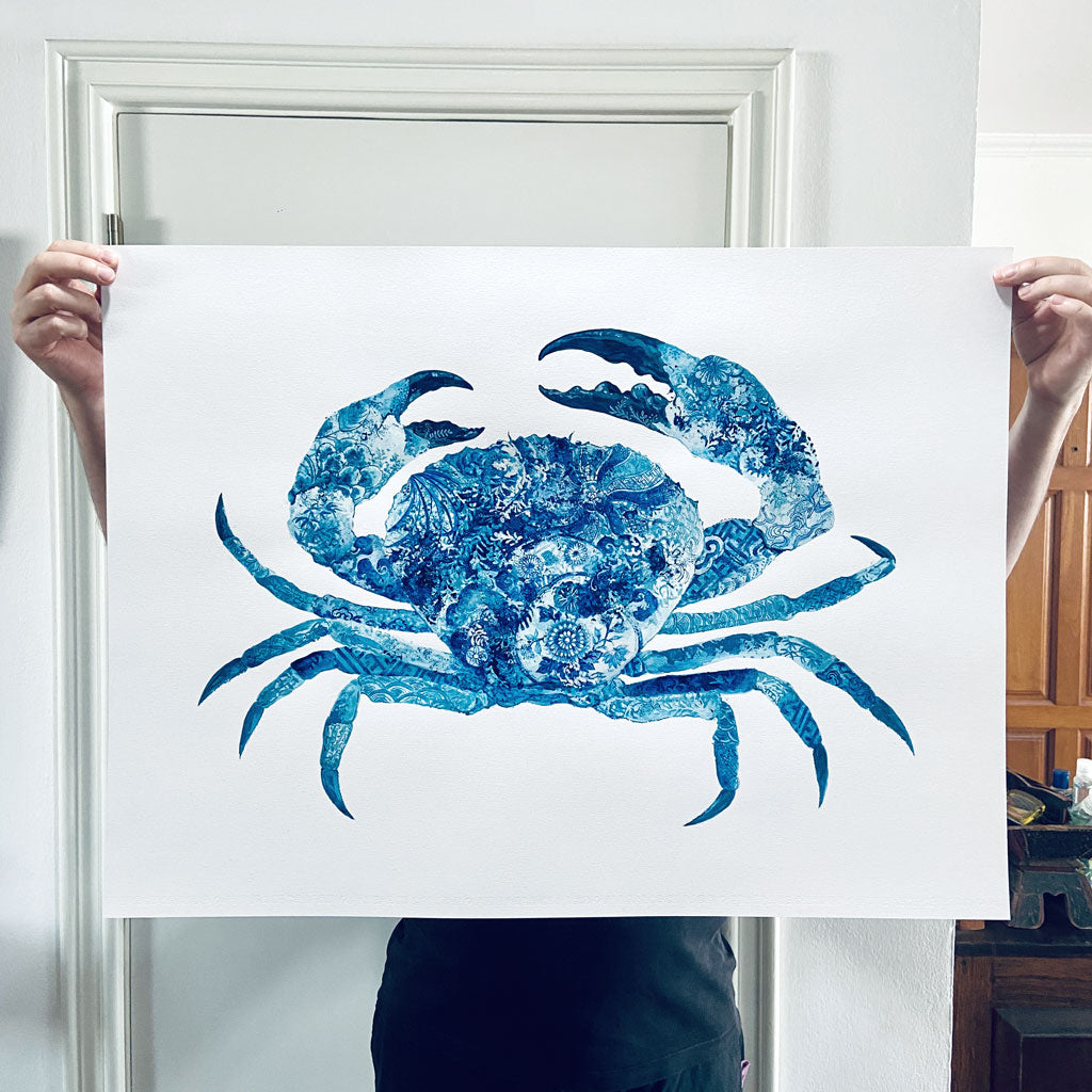 Original Crab Painting held by person