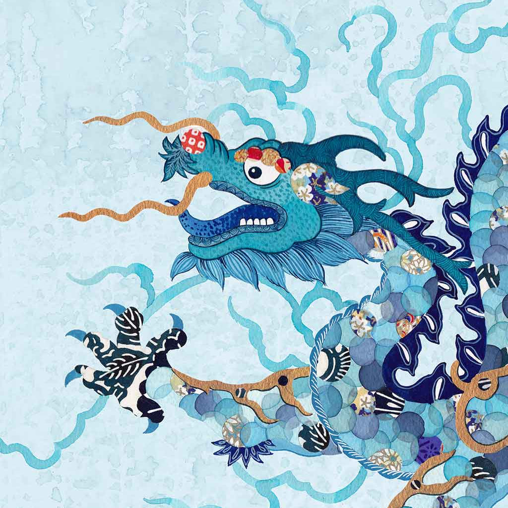 Featuring the 12 animals of the Chinese Lunar Calendar, Australian Chinese artist Chris Chun has created a colourful and whimsical series of paintings that uniquely capture the personality trait of each zodiac animal. The Dragon is the 5th animal of the Zodiac.