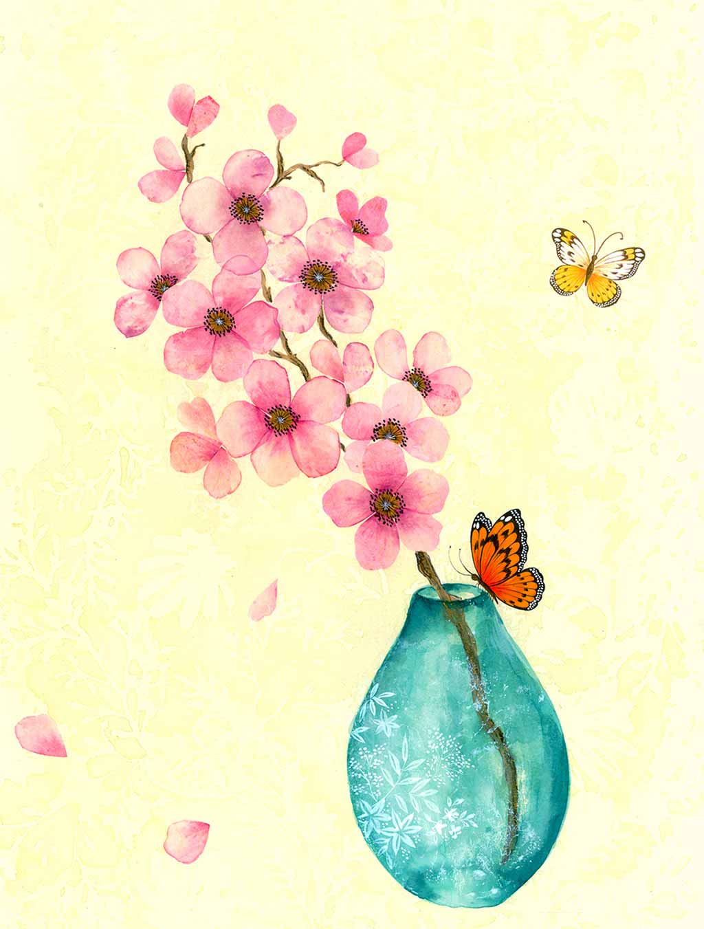 Cherry Blossom Vase Fine Art Print by Artist Chris Chun