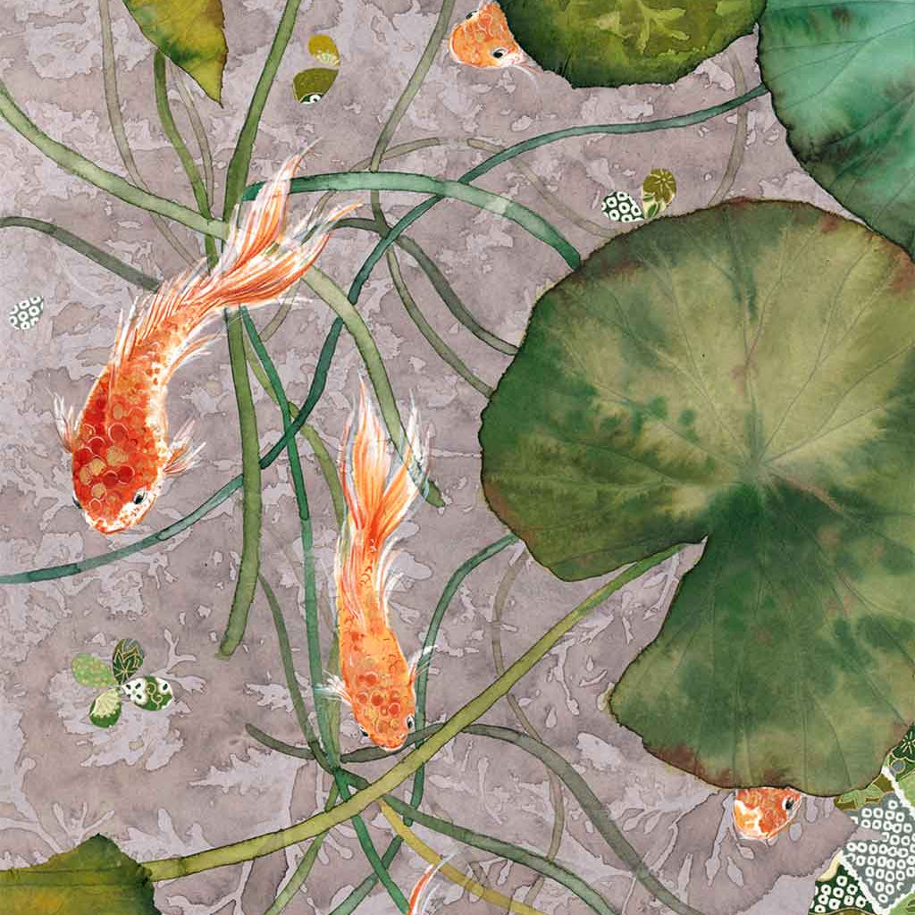 Koi Fish Fine Art Prints and Wall Decor by Australian Chinese Artist Chris Chun. Add beauty and positive feng shui to the home with Guyi Garden.