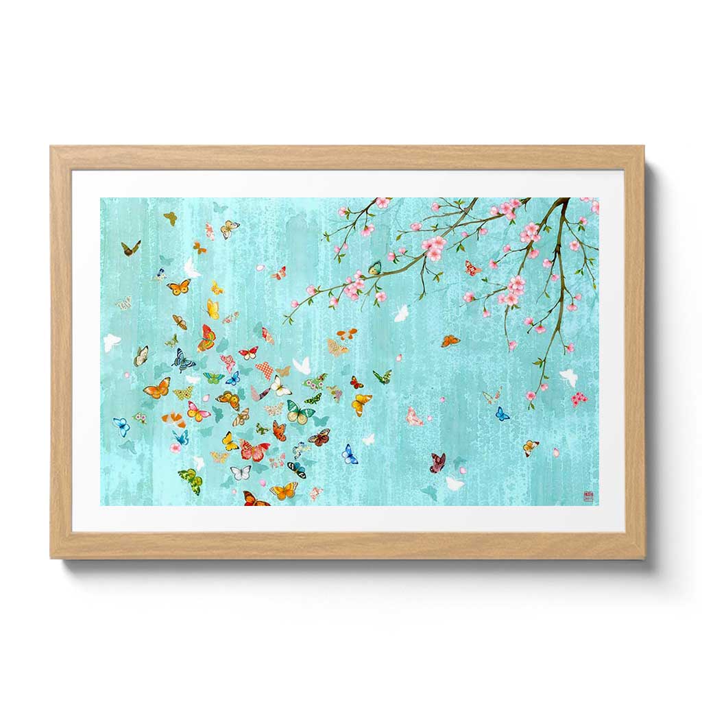 Hanami Fine Art Print by Artist Chris Chun.  Printed on Hand crafted Japanese Washi Paper.