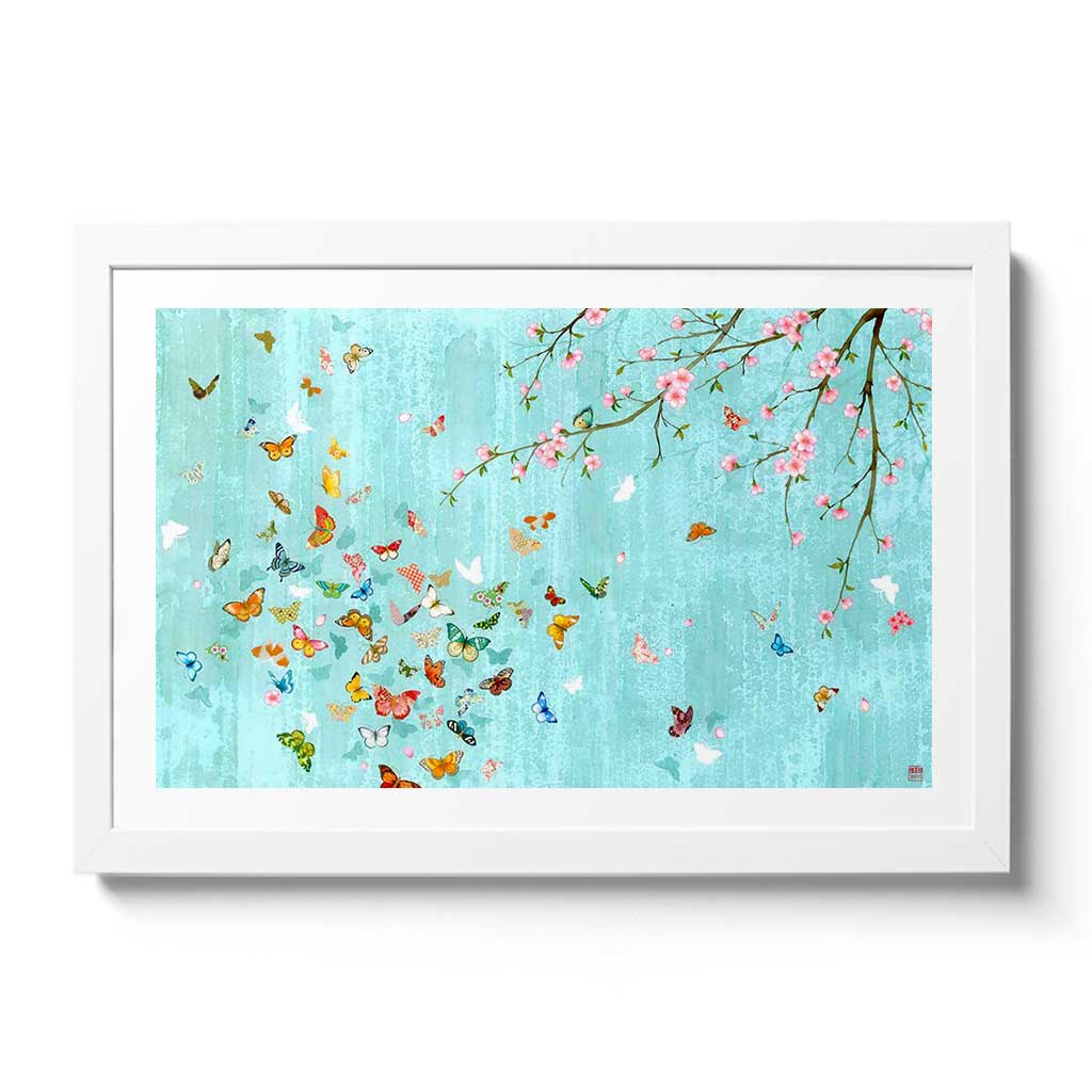 Hanami Fine Art Print by Artist Chris Chun. Printed on Hand crafted Japanese Washi Paper.