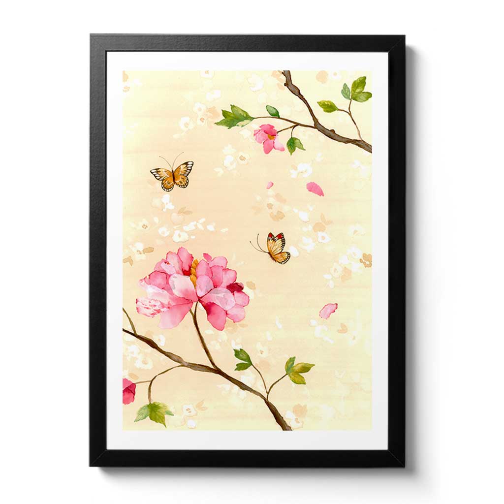 Peony Rose with Butterfly Fine Art Print by Artist Chris Chun