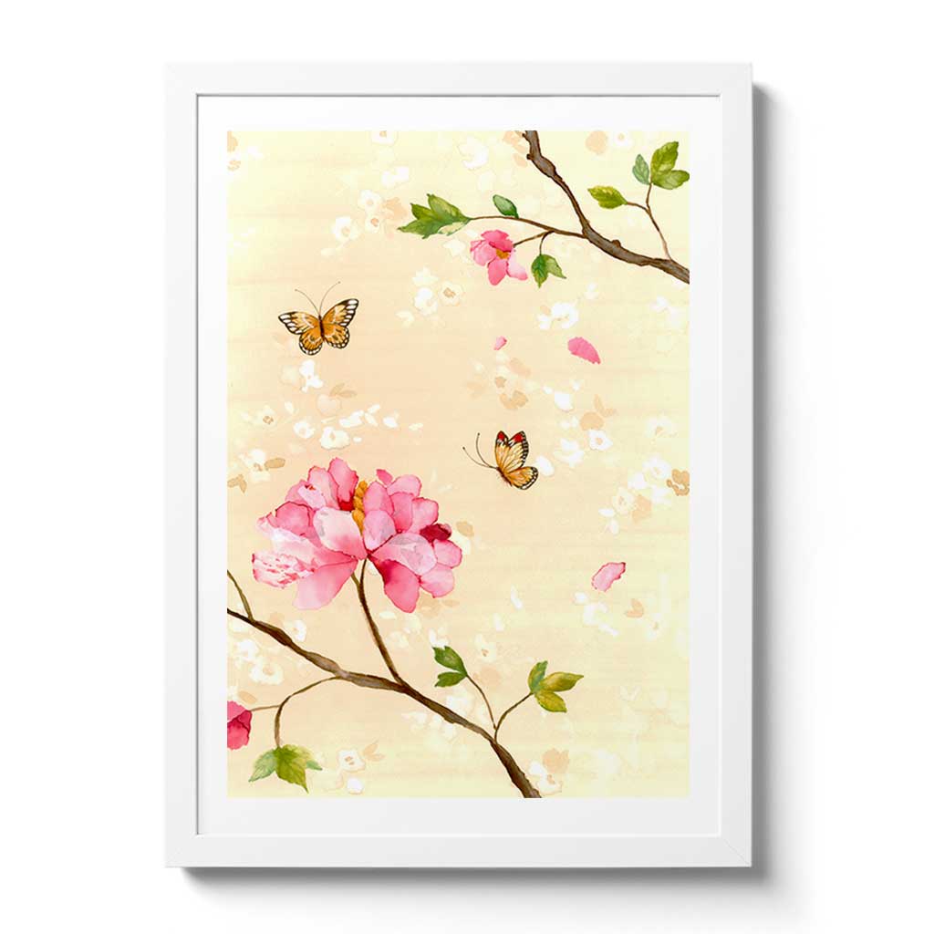 Peony Rose with Butterfly Fine Art Print by Artist Chris Chun