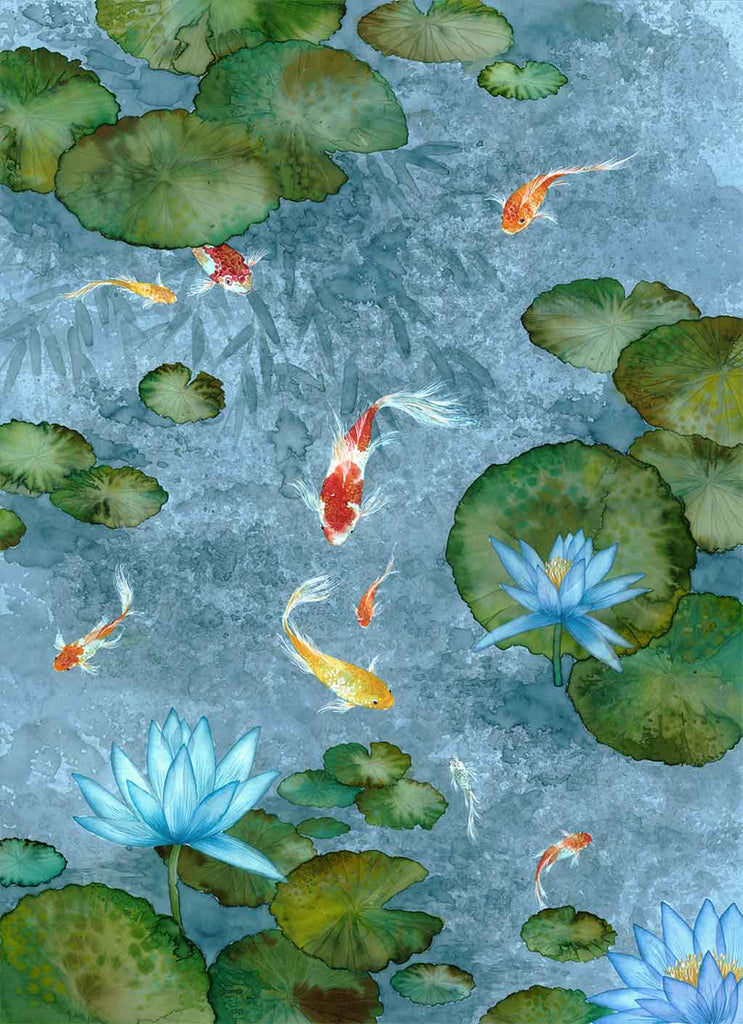 Koi Fish Fine Art Prints and Wall Decor by Australian Chinese Artist Chris Chun. Add beauty and positive feng shui to the home with Pond Of Longevity.