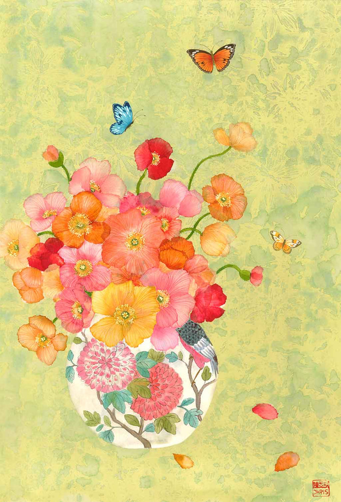 Poppy Vase Fine Art Print by Artist Chris Chun