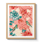 Contemporary Chinoiserie Artist Chris Chun combines his exquisite mixed media paintings with embroidery from antique textiles. Camellia Garden is from The Riches of Nature Collection.