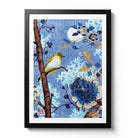 Contemporary Chinoiserie Artist Chris Chun combines his exquisite mixed media paintings with embroidery from antique textiles. Moonlight Bird is from The Riches of Nature Collection.