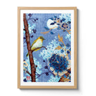 Contemporary Chinoiserie Artist Chris Chun combines his exquisite mixed media paintings with embroidery from antique textiles. Moonlight Bird is from The Riches of Nature Collection.