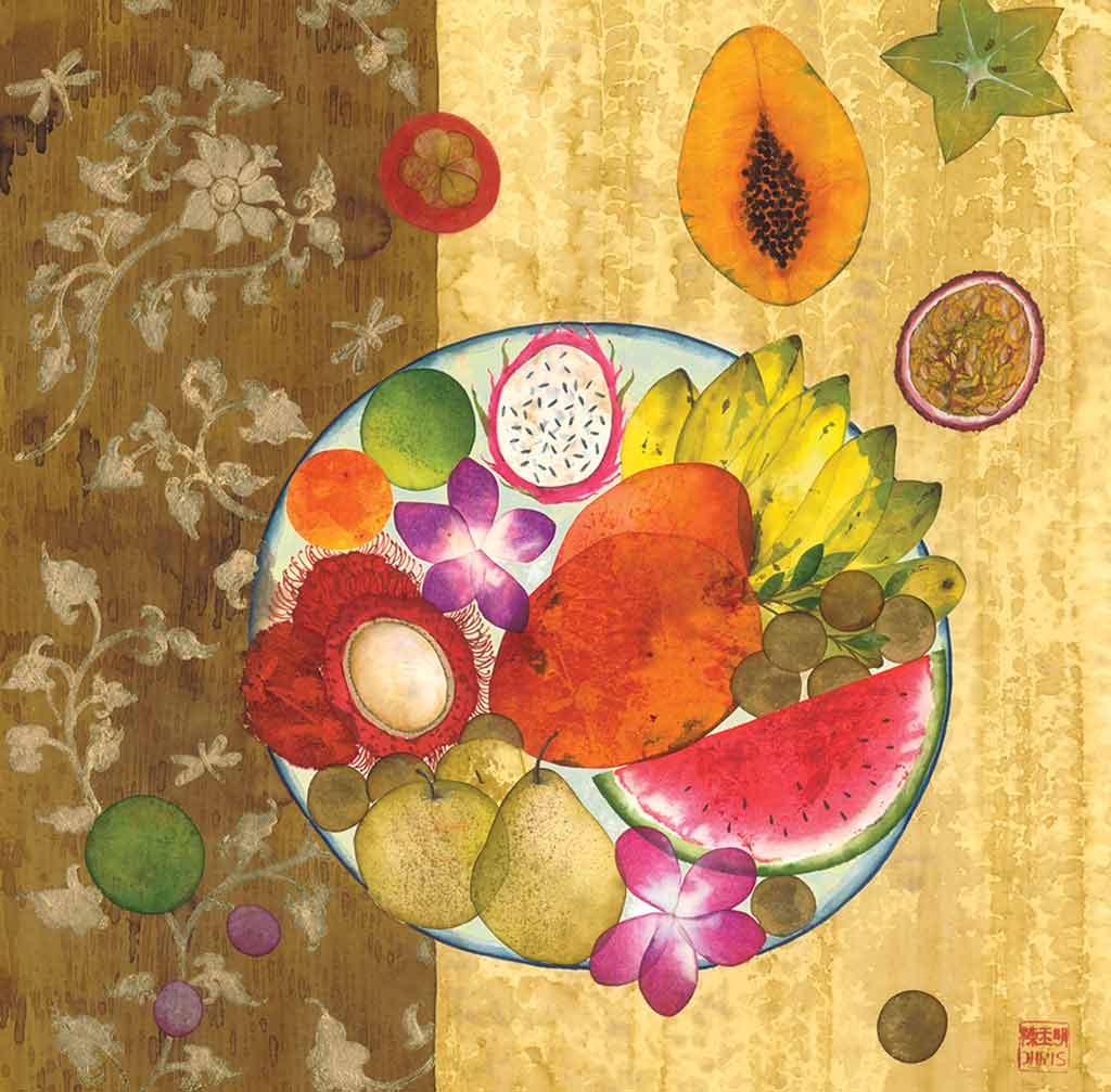 Tropical Fruit Still Life Fine Art Print by Artist Chris Chun