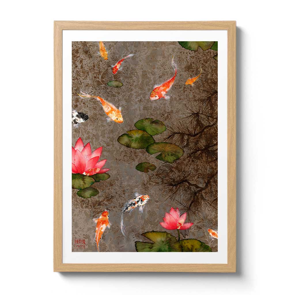Koi Fish Fine Art Prints and Wall Decor by Australian Chinese Artist Chris Chun. Add beauty and positive feng shui to the home with Tea Garden.