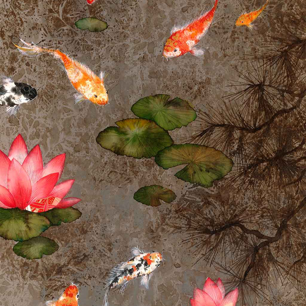 Koi Fish Fine Art Prints and Wall Decor by Australian Chinese Artist Chris Chun. Add beauty and positive feng shui to the home with Tea Garden.
