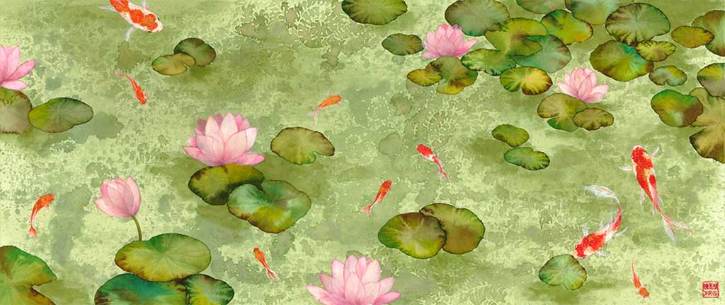 Koi Fish Fine Art Prints and Wall Decor by Australian Chinese Artist Chris Chun. Add beauty and positive feng shui to the home with Waterlily.