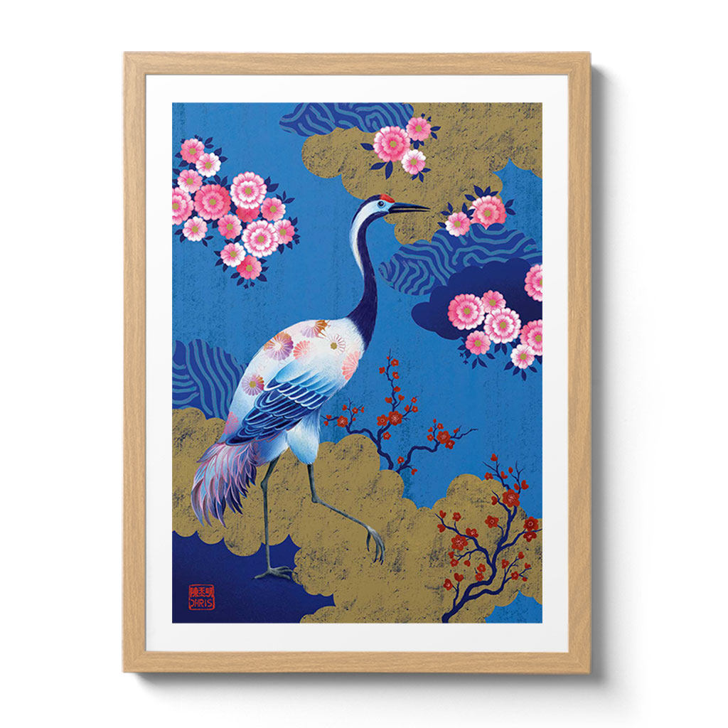 Crane Indochine Fine Art Print by Artist Chris Chun