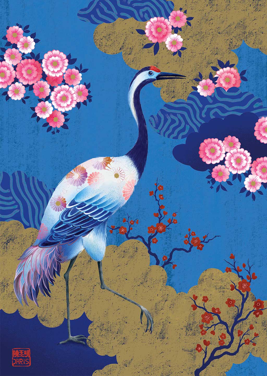 Crane Indochine Fine Art Print by Artist Chris Chun