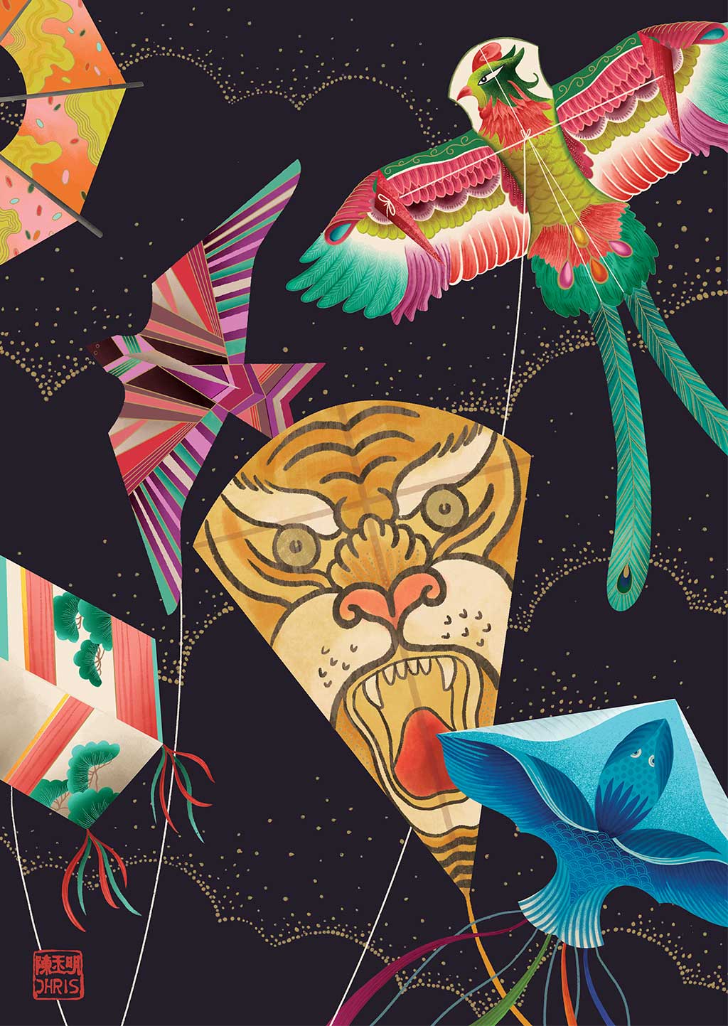 Kites Indochine Fine Art Print by Artist Chris Chun