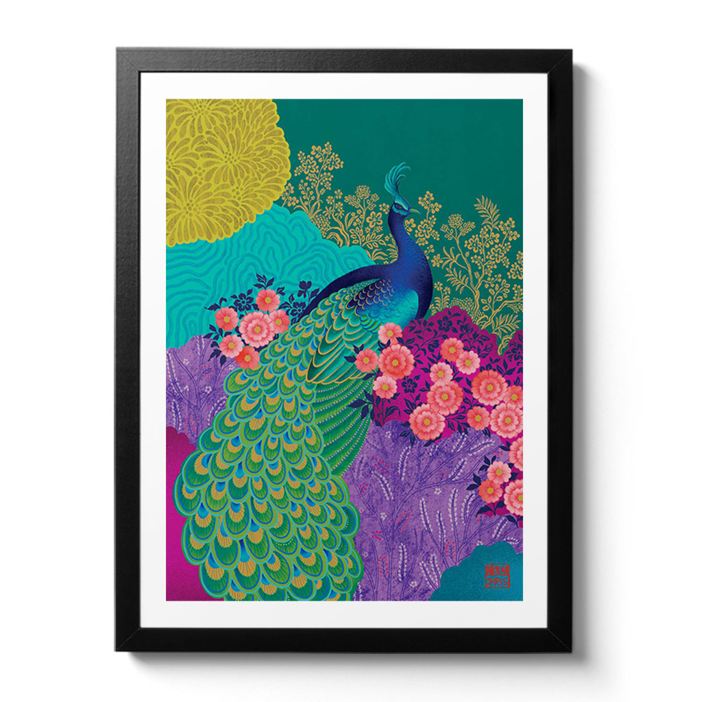 Peacock Indochine Fine Art Print by Artist Chris Chun