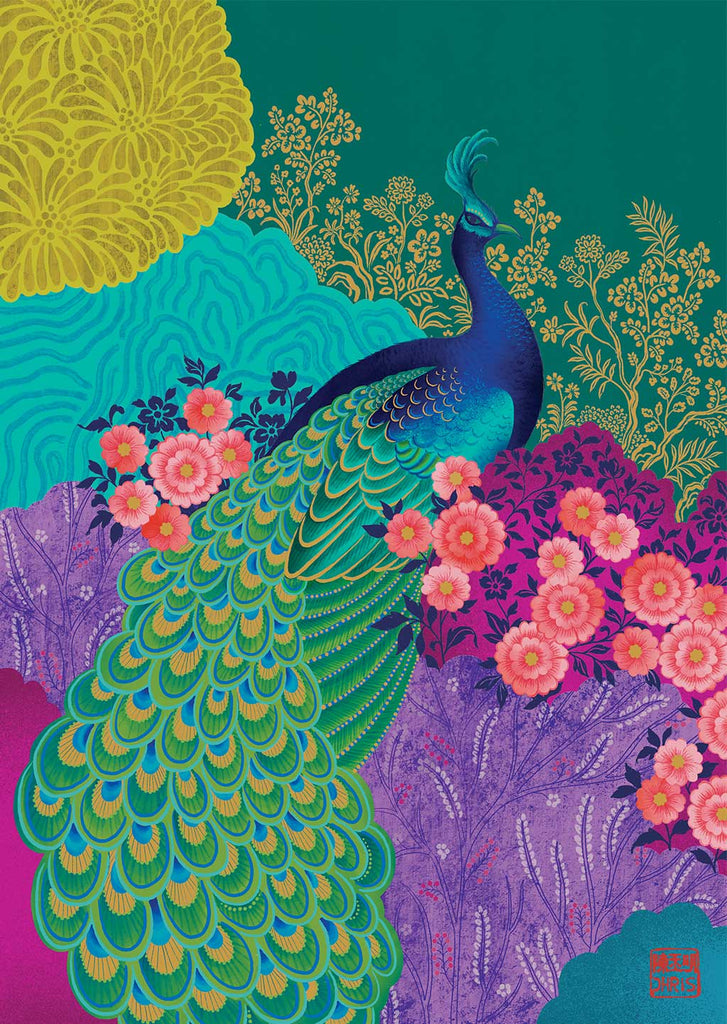 Peacock Indochine Fine Art Print by Artist Chris Chun
