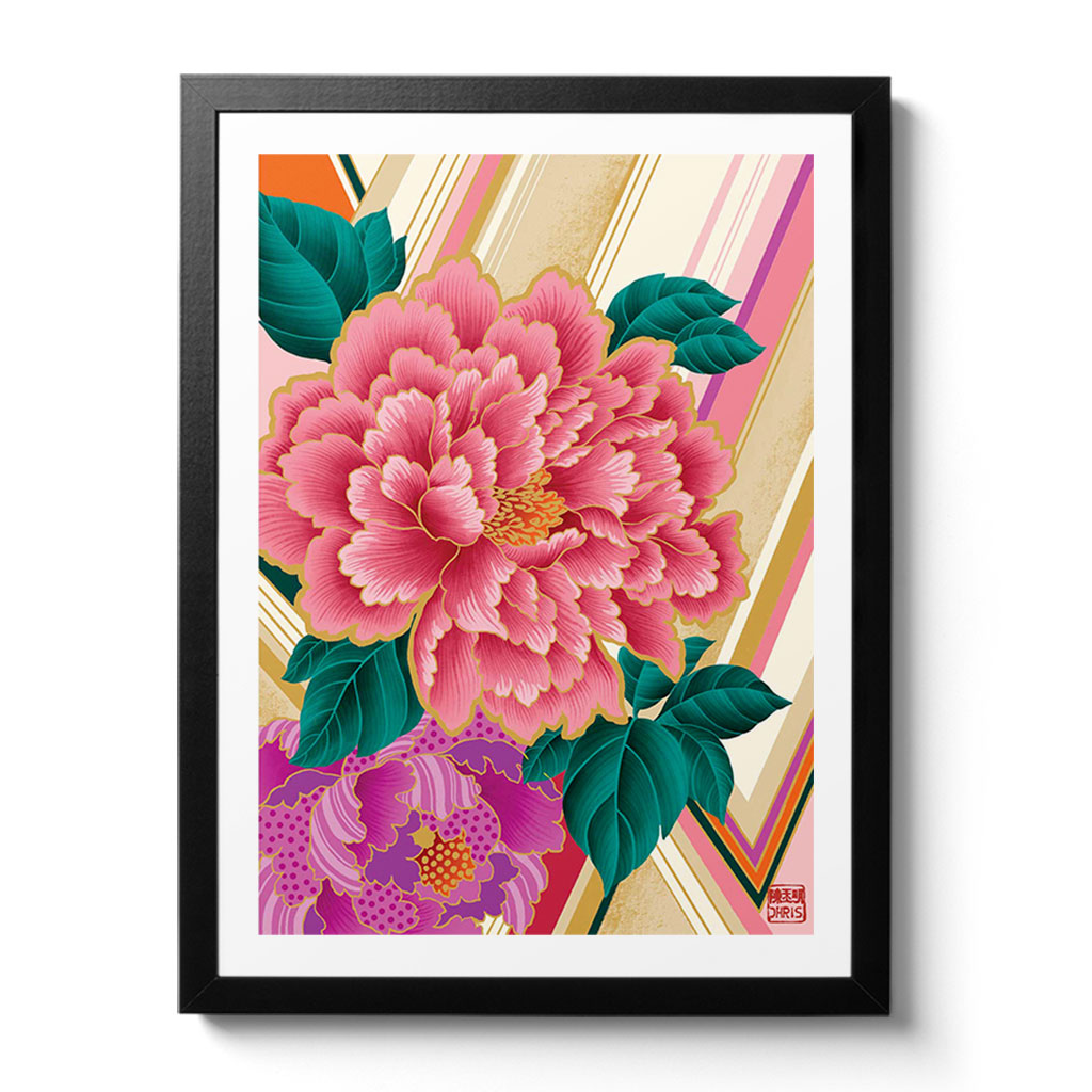 Peony Indochine Fine Art Print by Artist Chris Chun