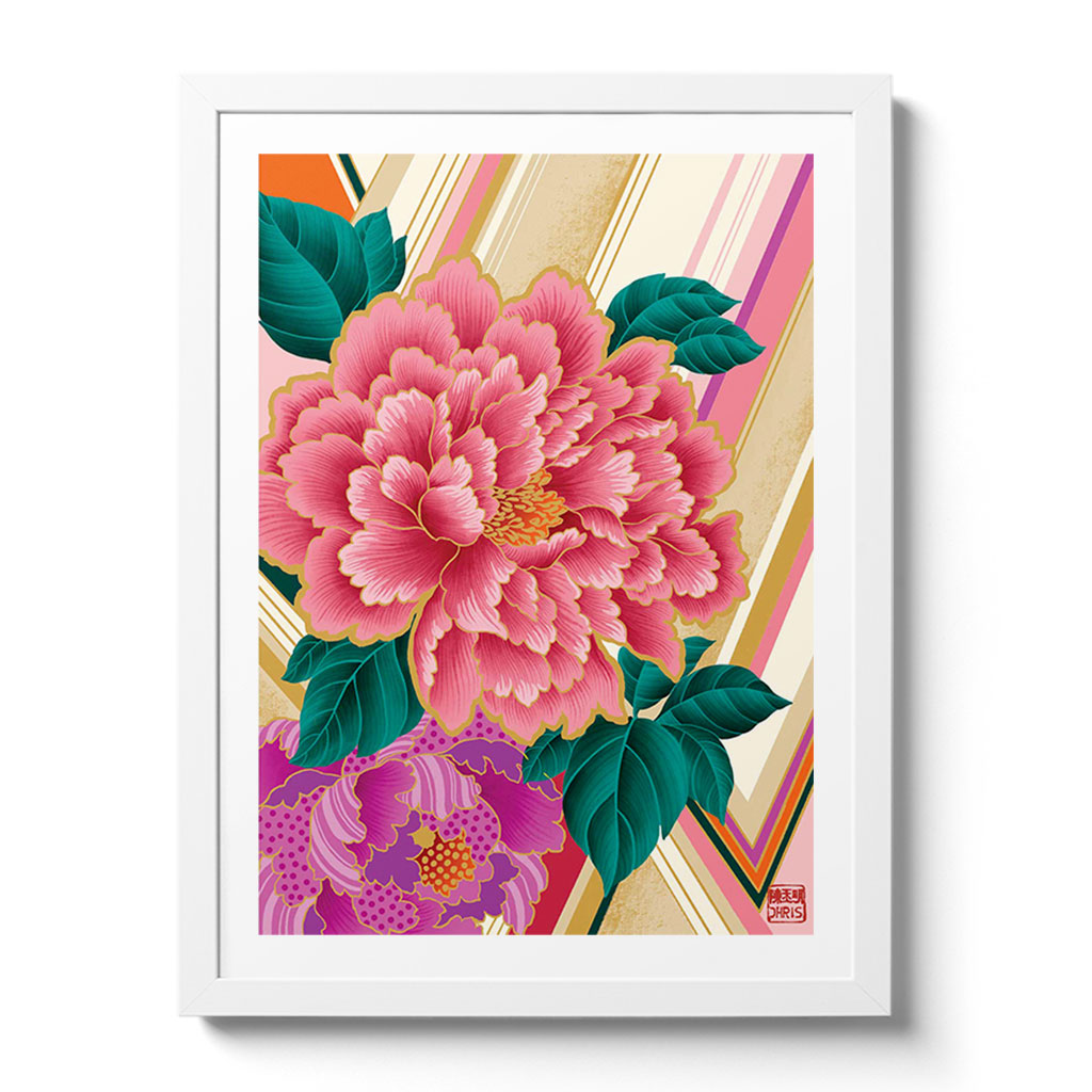 Peony Indochine Fine Art Print by Artist Chris Chun