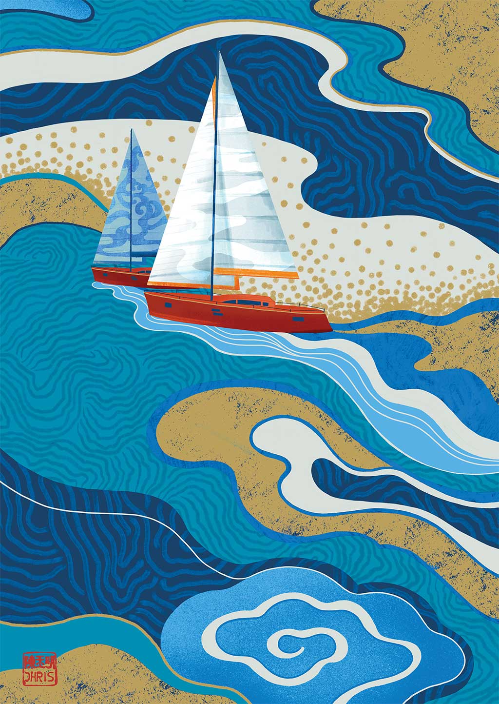 Sail Indochine Fine Art Print by Artist Chris Chun