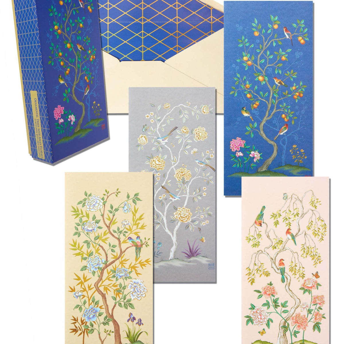 Chinoiserie Tree Notecard Set of 20 cards in 4 different designs.
