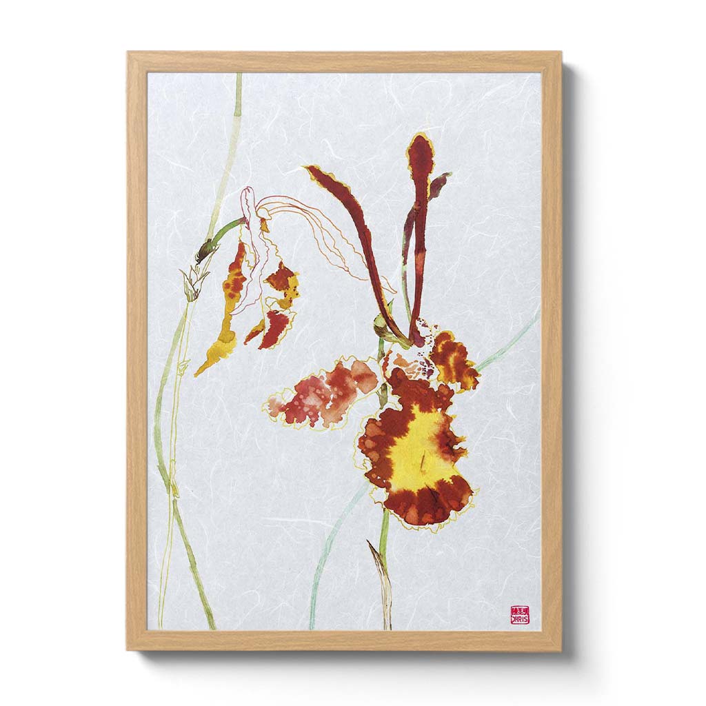 Psychopsis Papilio Orchid Fine Art Print by artist Chris Chun. Archival Print on Awagami Handcrafted Unryu Paper.