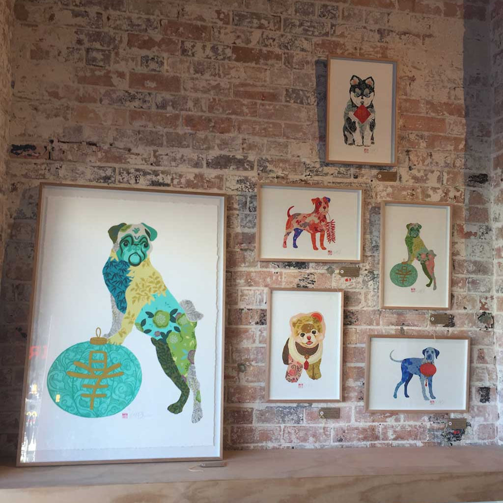 To celebrate 2018 Year of the Dog, Chris collaborated with the studio of JojoKOBE Gallery in Chiang Mai to create a special silkscreen print featuring 20 colours.