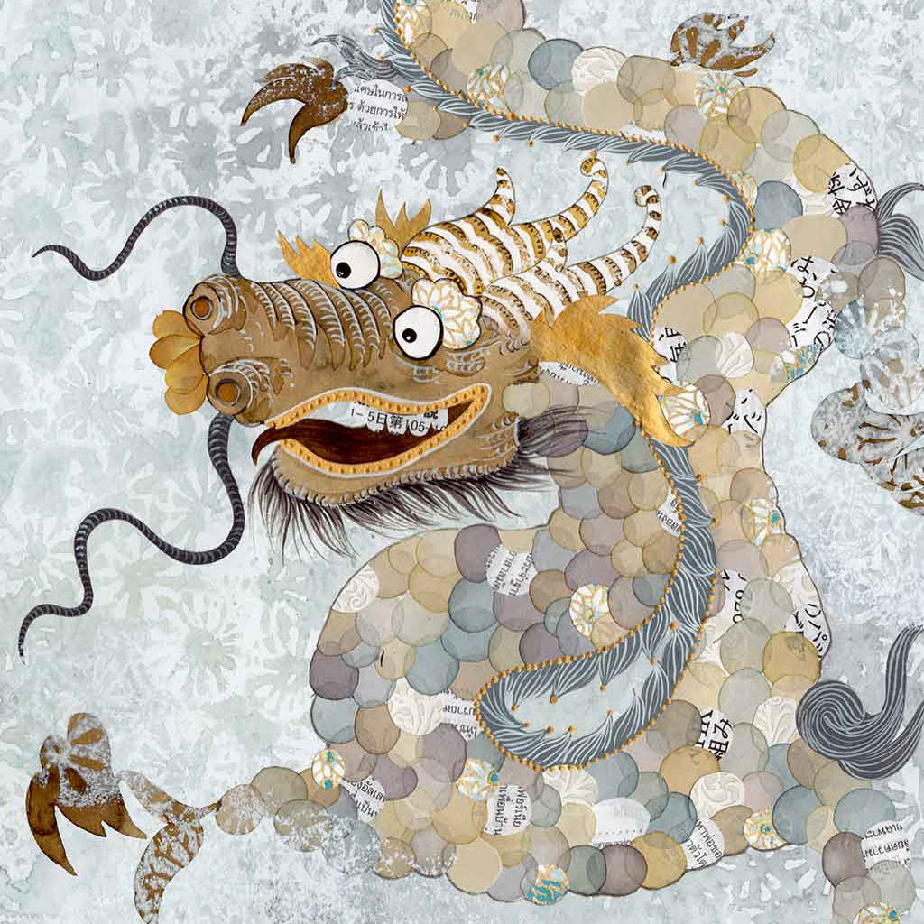 Featuring the 12 animals of the Chinese Lunar Calendar, Australian Chinese artist Chris Chun has created a colourful and whimsical series of paintings that uniquely capture the personality trait of each zodiac animal. The Dragon is the 5th animal of the Zodiac.
