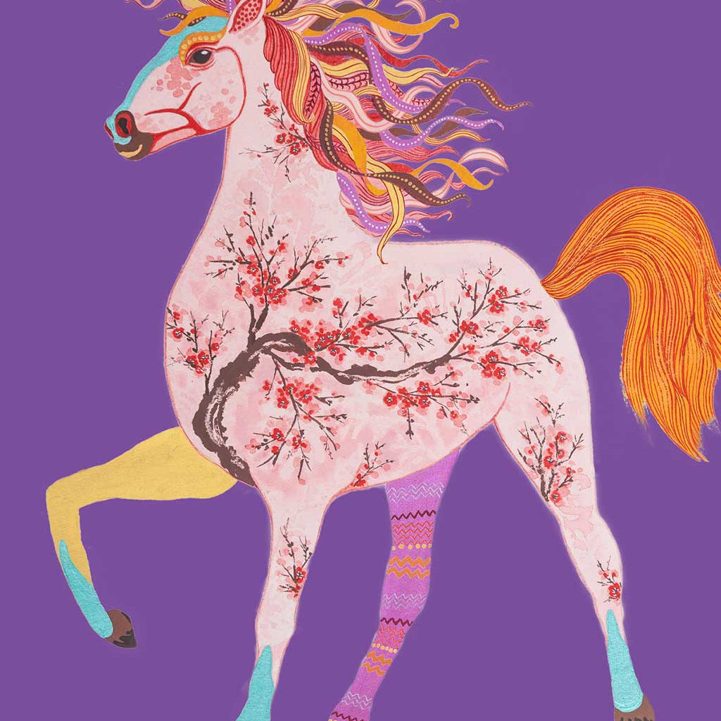 Chinese Zodiac Horse Fine Art Print. Available Framed/ Unframed. A unique and ideal present for those born in Year of the Horse - 1930, 1942, 1954, 1966, 1978, 1990, 2002, 2014, 2026..