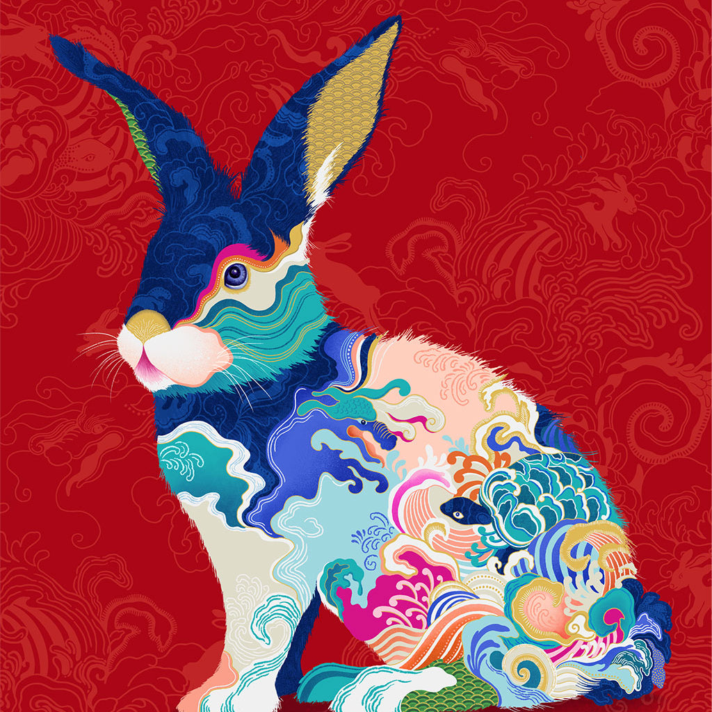 Lucky Rabbit 2023 Chinese Zodiac Art Print by Artist Chris Chun