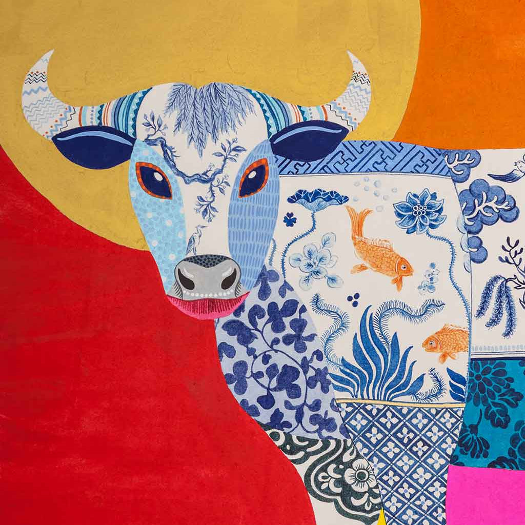 Chinese Zodiac Ox Fine Art Print. Available Framed/ Unframed. A unique and ideal present for those born in Year of the Ox - 1925, 1937, 1949, 1961, 1973, 1985, 1997, 2009, 2021