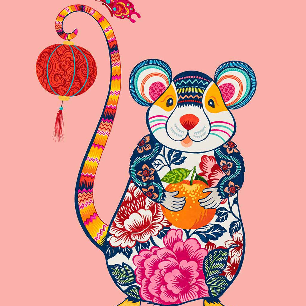 Papercut Rat Chinese Zodiac Fine Art Print by Artist and Textile Designer Chris Chun