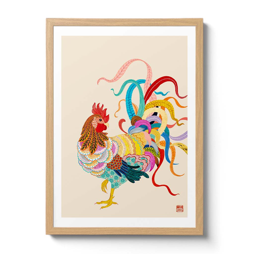 Chinese Zodiac Rooster Fine Art Print by Australian Chinese Artist Chris Chun. The perfect gift for those born in 1933, 1945, 1957, 1969, 1981, 1993, 2005, 2017 as they have been created to bring good fortune, health and prosperity to their owners!