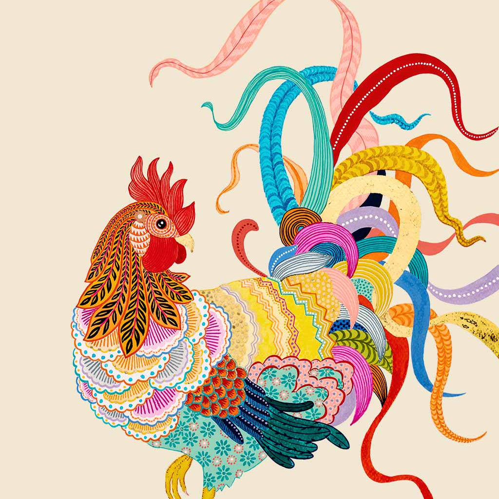 Chinese Zodiac Rooster Fine Art Print by Australian Chinese Artist Chris Chun. The perfect gift for those born in 1933, 1945, 1957, 1969, 1981, 1993, 2005, 2017 as they have been created to bring good fortune, health and prosperity to their owners!