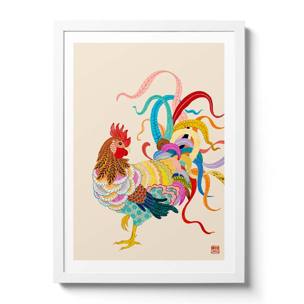Chinese Zodiac Rooster Fine Art Print by Australian Chinese Artist Chris Chun. The perfect gift for those born in 1933, 1945, 1957, 1969, 1981, 1993, 2005, 2017 as they have been created to bring good fortune, health and prosperity to their owners!