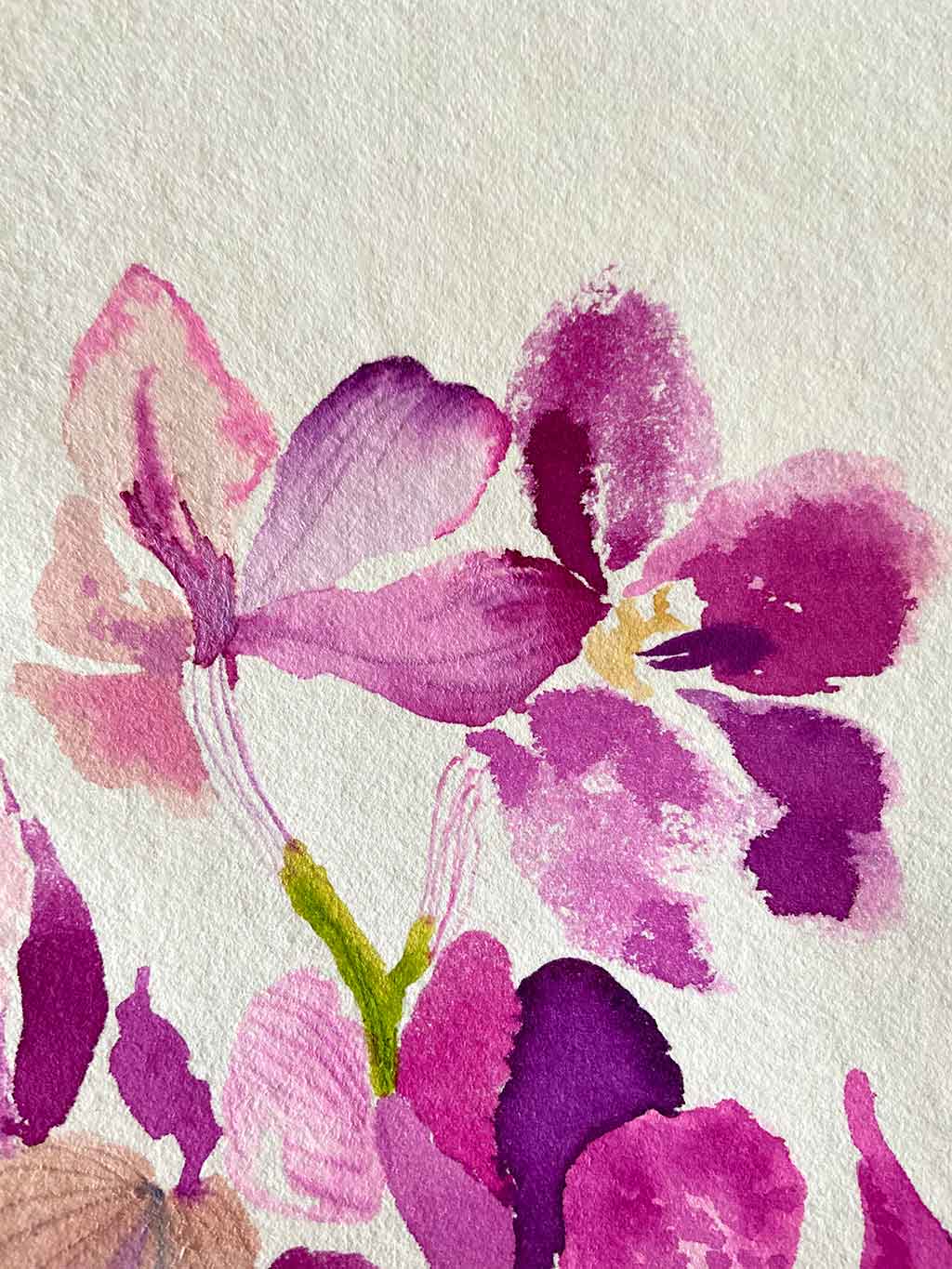 Original Orchid Still Life Painting by Artist Chris Chun who is a renowned Chinoiserie Artist and Textile Designer.