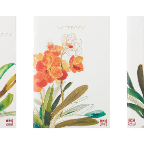 Set of 3 Orchid Notebooks with Gold Foil Accents by Artist Chris Chun