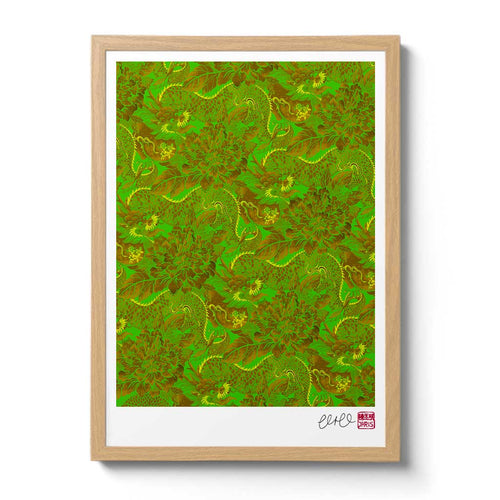 'The Dragon and The Peony' Green Zodiac Print
