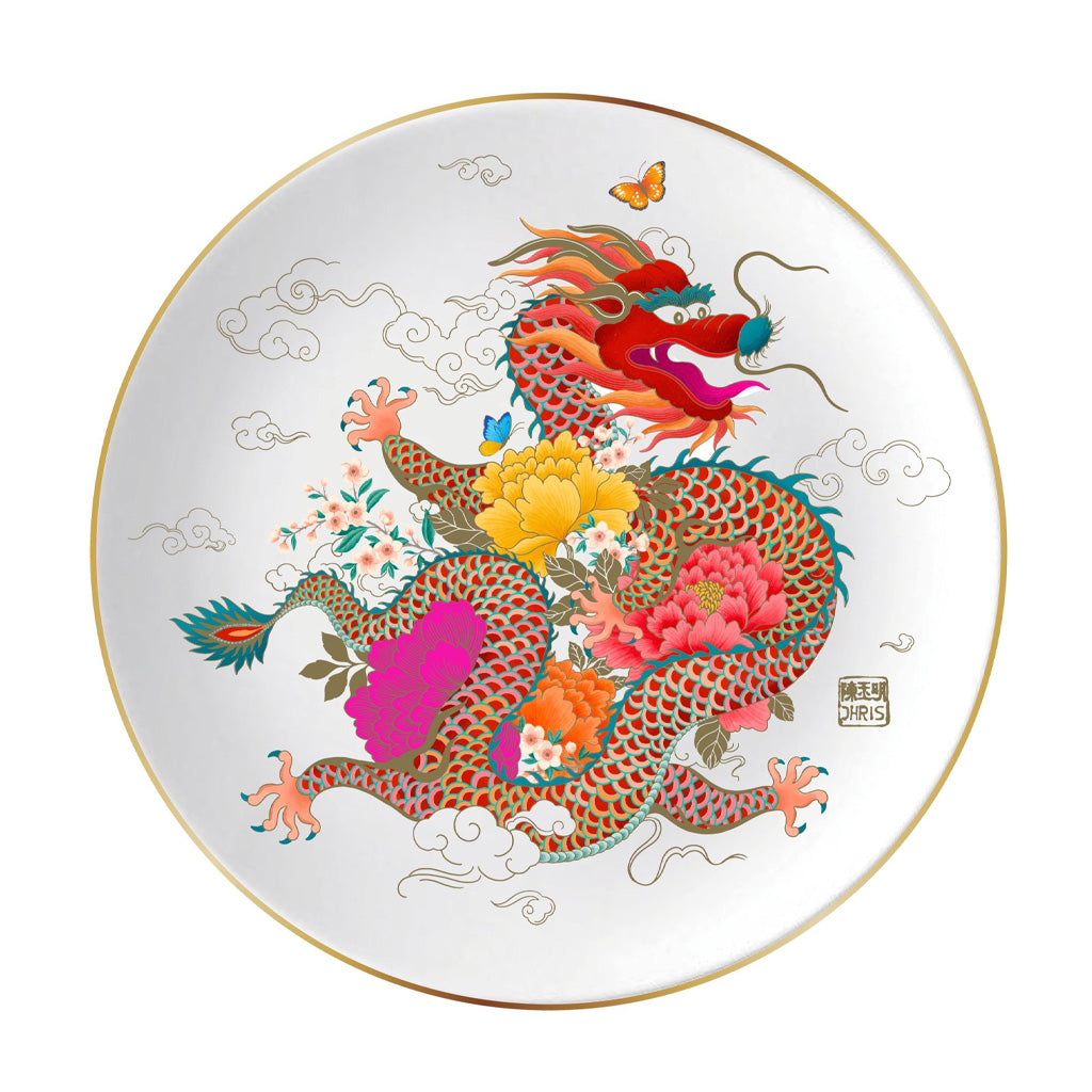 'Peony Dragon Set of 4 Plates'