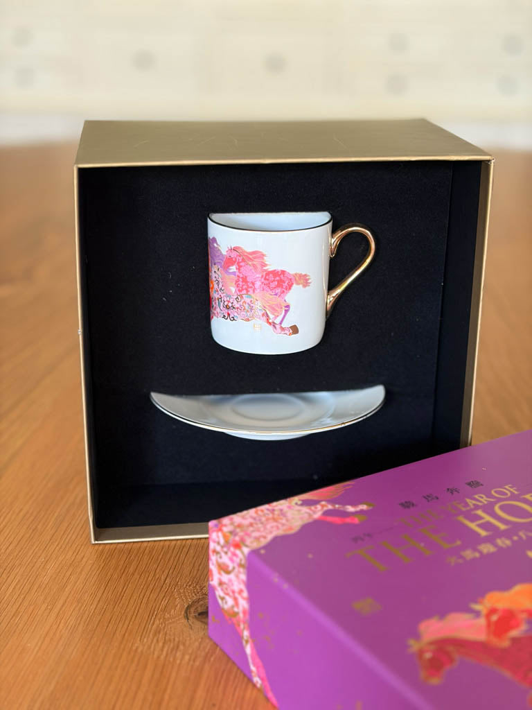 Decorative teacup and saucer set in a gorgeous Gift Box.
