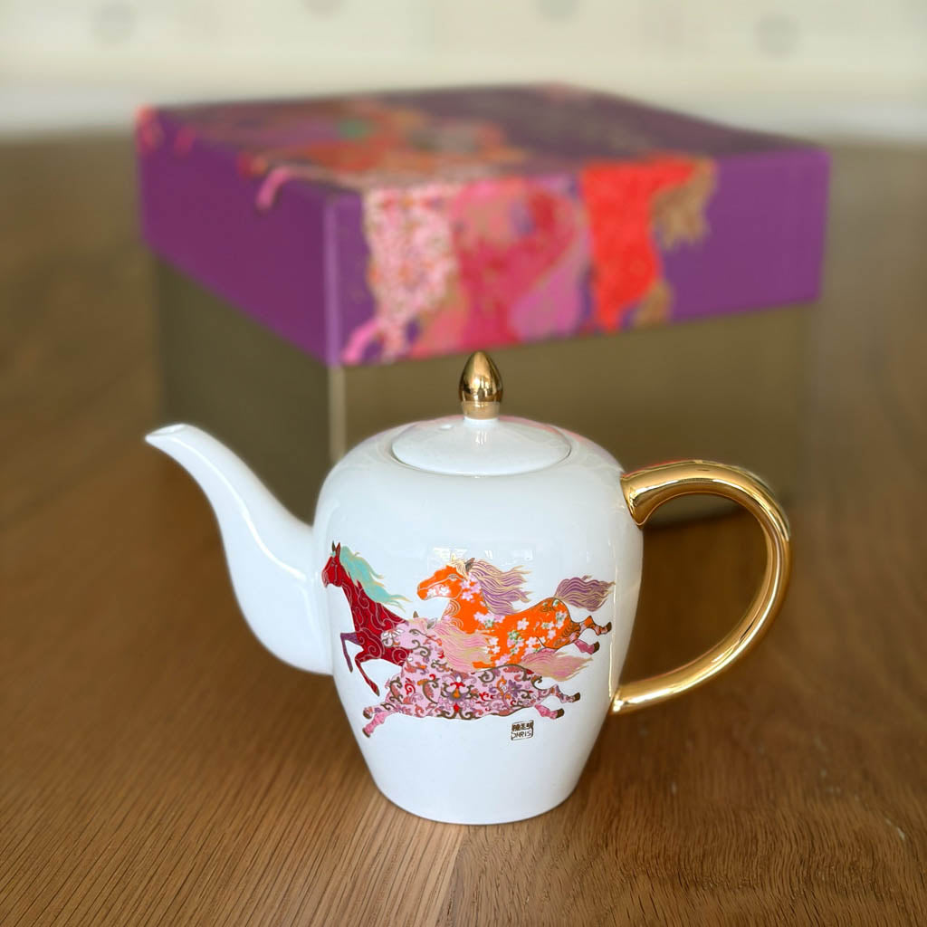 Galloping Horses Teapot with 24K Gold