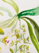 Ink Painting of Green Orchids on Japanese Paper