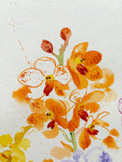 Ink painting of orange flowers on a light background
