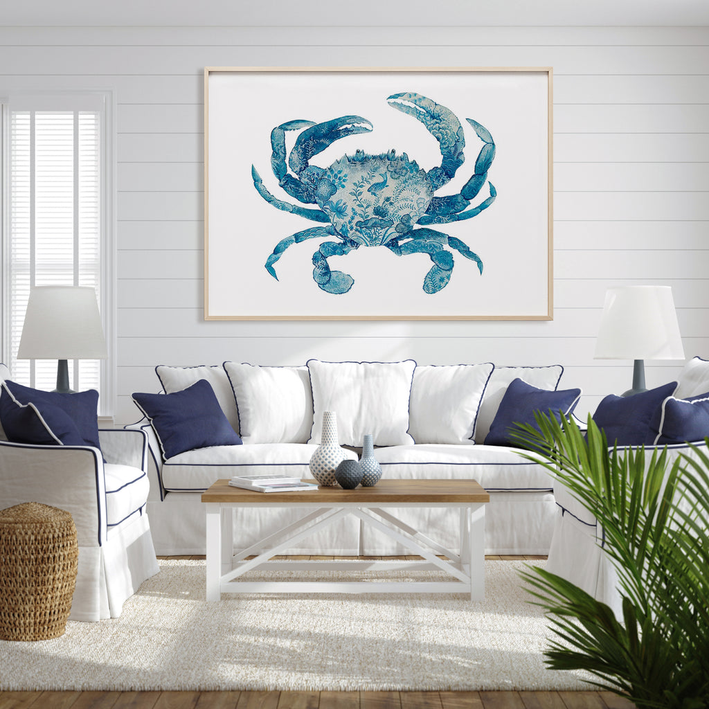 Framed Chinoserie Crab Print by Artist Chris Chun